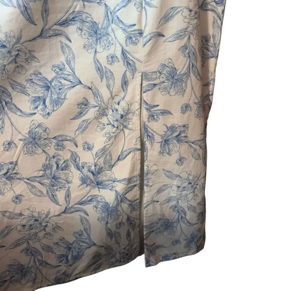 NWOT- A New Day- Women's Garden Party Midi A-Line Blue Toile Skirt, Plus Size 18